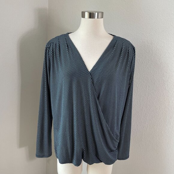 Banana Republic Womens Medium Long Sleeve Faux Wrap Surplice Blouse Shirt Top - Picture 1 of 11